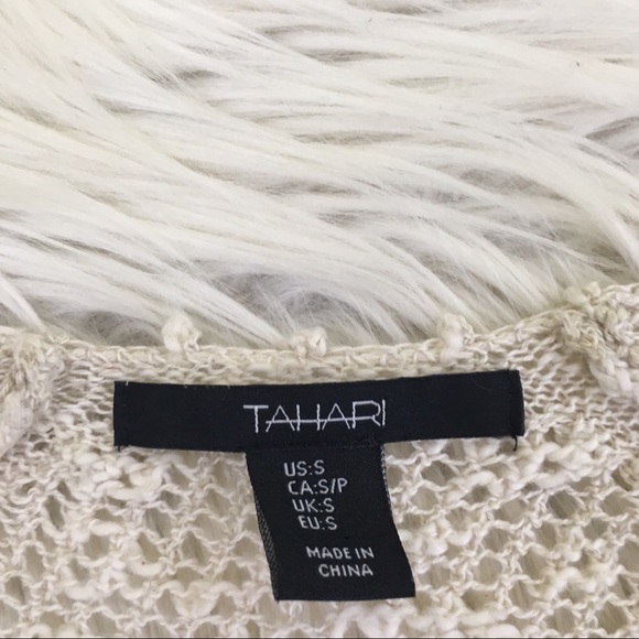 🎉SOLD🎉Tahari Crochet Beige Linen Cotton Sweater - Picture 2 of 5